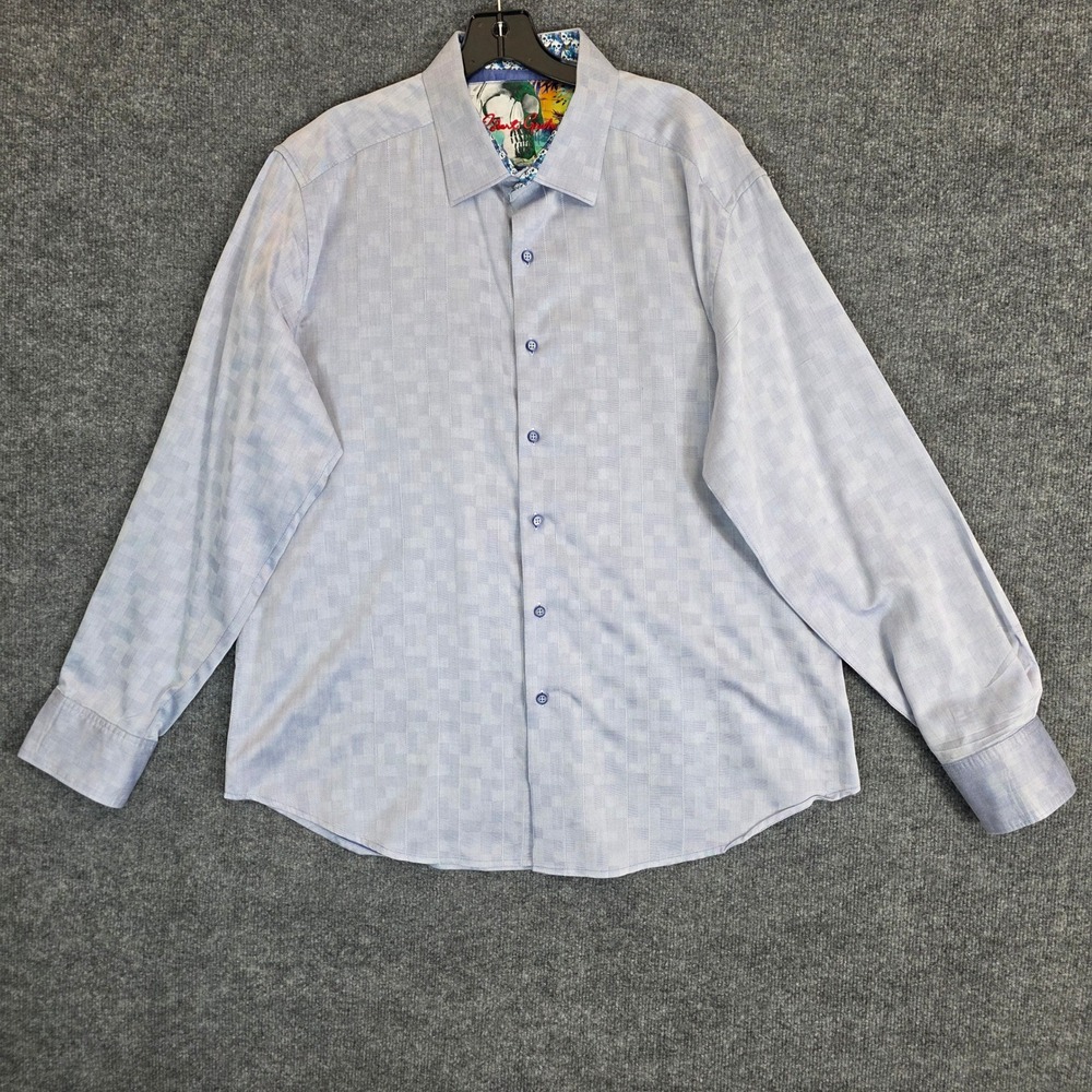 Robert Graham Shirt Mens 2XL Blue Geometric Contrast Classic‎ Fit Button Down